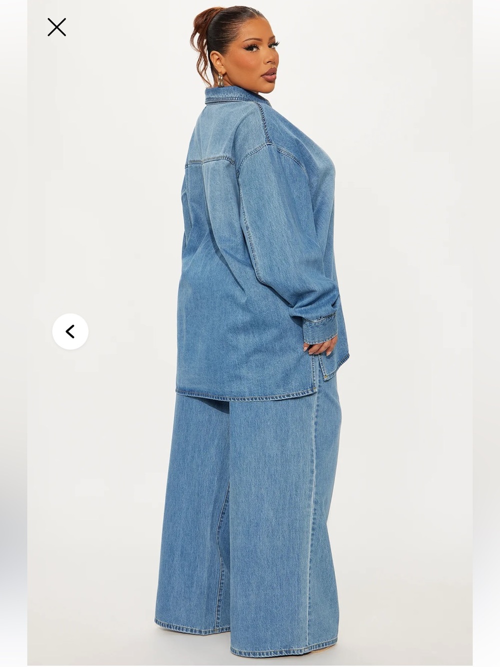 Wide Leg Light Blue Women's Denim Set - Picture 6 of 7